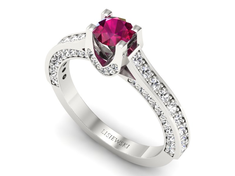 Pierścionek zaręczynowy z rubinem i brylantami - p15035br - 3