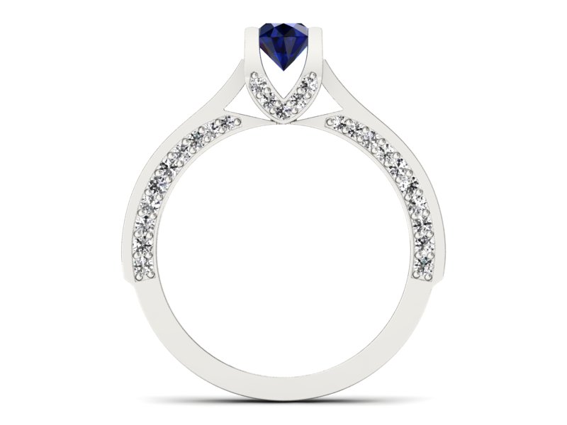 Złoty Pierścionek z szafirem i brylantami złoto - p15035bsz - 2