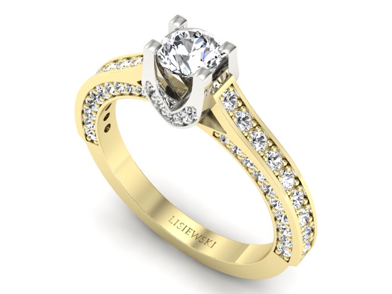 Pierścionek zaręczynowy z brylantami złoto 585 - p15035zb