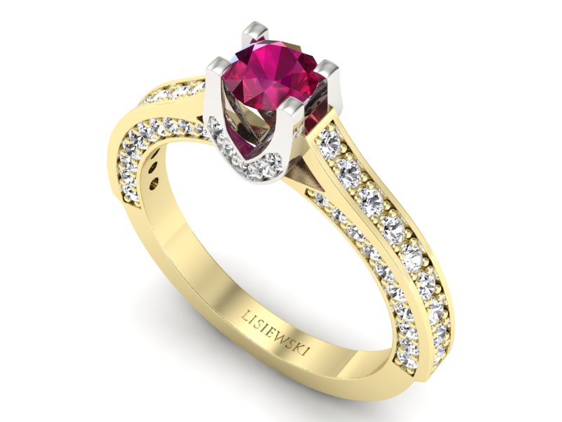 Pierścionek z rubinem i brylantami - p15035zbr - 3