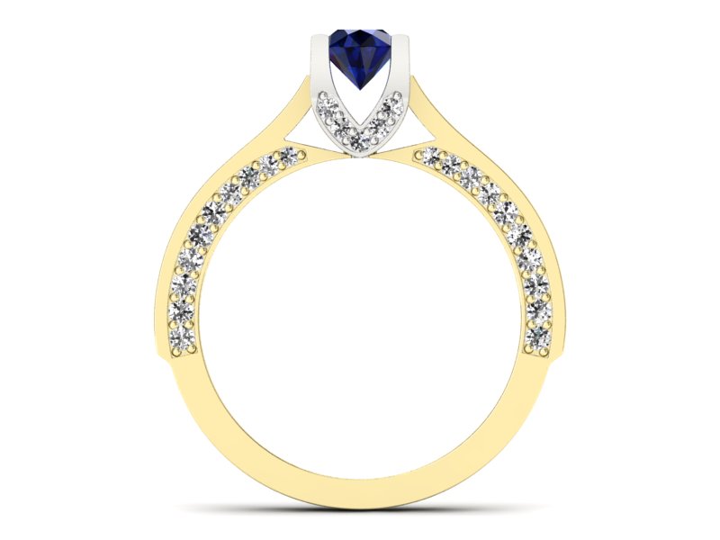 Pierścionek zaręczynowy z szafirem i brylantami - p15035zbsz - 2