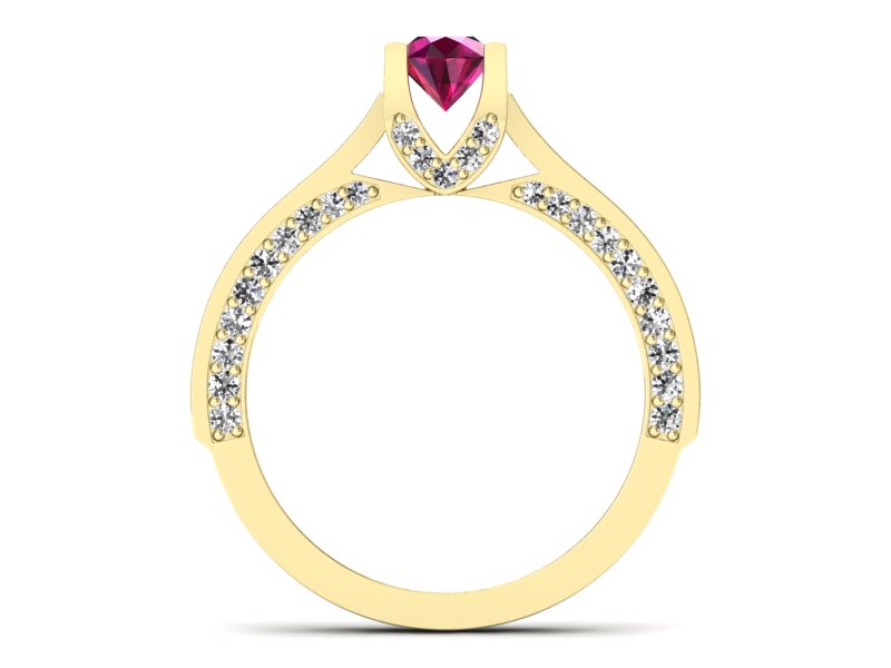 Złoty pierścionek z rubinem i brylantami - p15035zr - 2