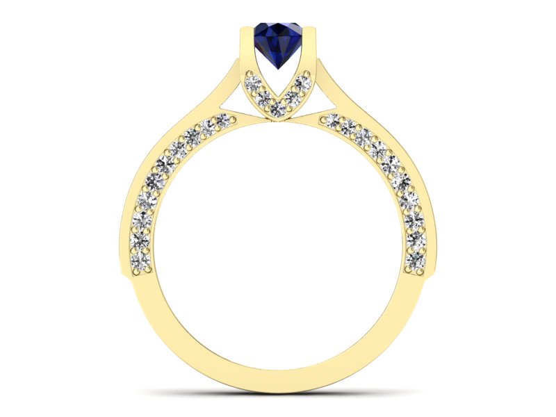 Pierścionek z szafirem i brylantami żółte złoto - p15035zsz - 2