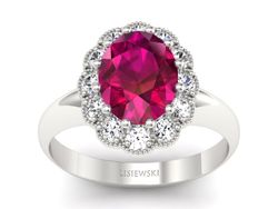 Pierścionek zaręczynowy z rubinem i brylantami - p15037br