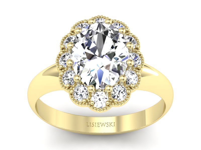 Złoty pierścionek z diamentami żółte złoto - p15037z - 1