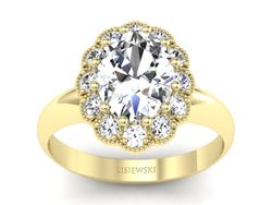 Złoty pierścionek z diamentami żółte złoto - p15037z