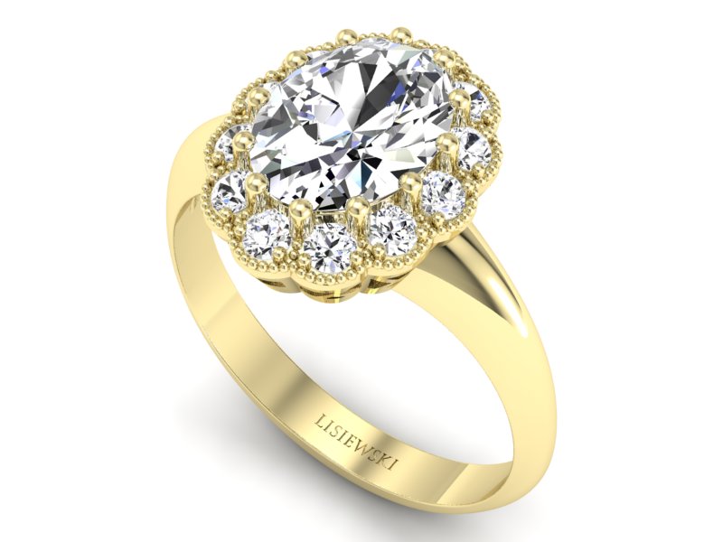 Złoty pierścionek z diamentami żółte złoto - p15037z - 3