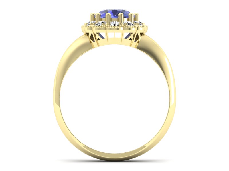 Pierścionek z tanzanitem i brylantami żółte złoto - p15037zt - 2