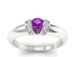 Złoty pierścionek z ametystem i brylantami - p15039bat