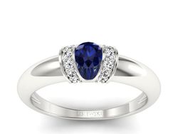 Pierścionek z szafirem i brylantami białe złoto - p15039bsz