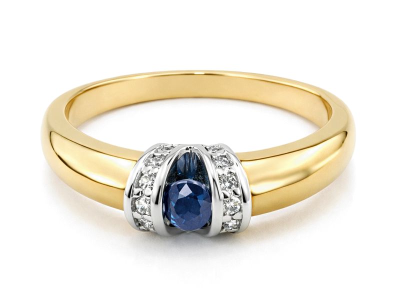 Pierścionek z szafirem i brylantami - P15039bzs_Si_I - 2