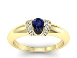 Złoty pierścionek z szafirem i brylantami złoto - p15039zsz