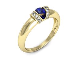 Złoty pierścionek z szafirem i diamentami złoto - p15039zszc