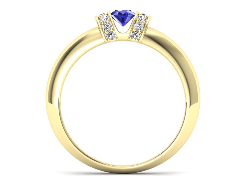 Złoty pierścionek z szafirem i diamentami - p15039zszc - 2