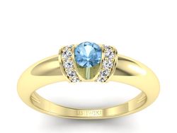 Pierścionek z topazem i brylantami żółte złoto - p15039ztp