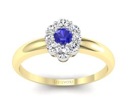 Pierścionek z szafirem i diamentami złoto 585 - p15040zbszc