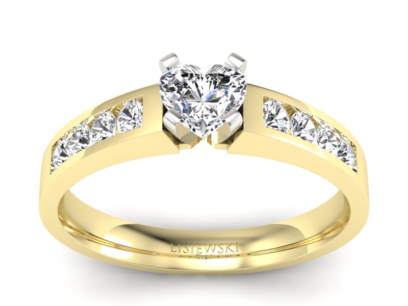 Pierścionek z diamentami białe i żółte złoto - P15042bz_Si_H - 1