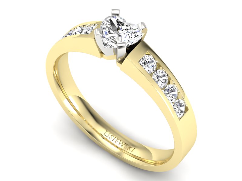 Pierścionek z diamentami białe i żółte złoto - P15042bz_Si_H - 3