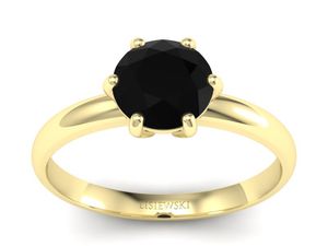 Złoty pierścionek z czarnym brylantem