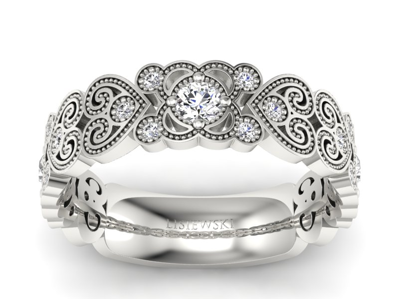 Pierścionek obrączka z brylantami białe złoto - p15053b - 1