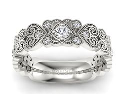 Pierścionek obrączka z brylantami białe złoto - p15053b