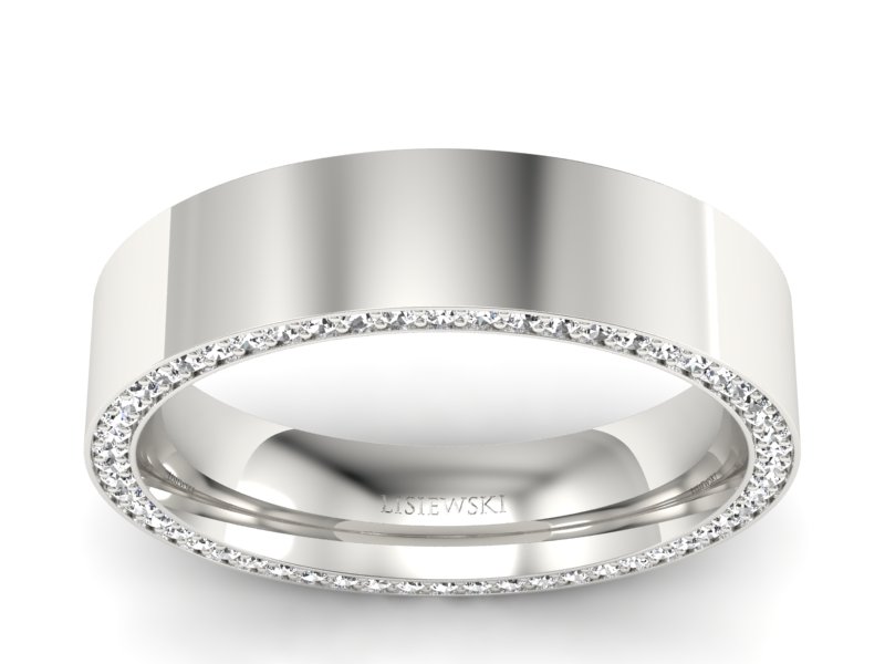 Pierścionek obrączka z brylantami białe złoto - P15055bbr - 1