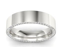 Pierścionek obrączka z brylantami białe złoto - P15055bbr