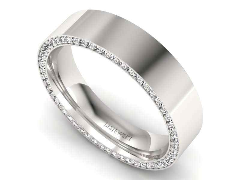 Pierścionek obrączka z brylantami białe złoto - P15055bbr - 3