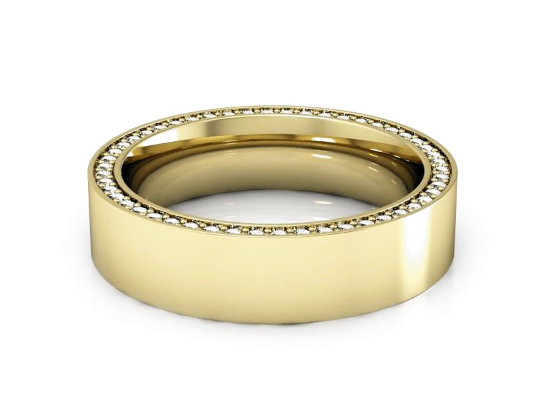 Obrączka z brylantami żółte złoto soczewkowa - P15055z - 2