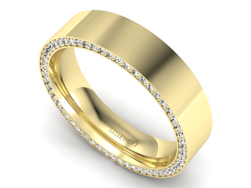 Obrączka z brylantami żółte złoto soczewkowa - P15055z - 3