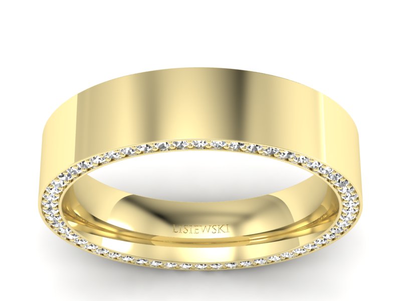 Obrączka z brylantami żółte złoto soczewkowa - P15055z - 1