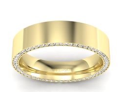 Obrączka z brylantami żółte złoto soczewkowa - P15055z
