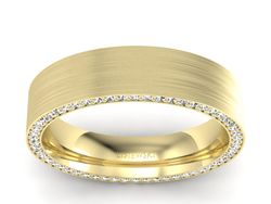 Obrączka ze złota z brylantami płaska soczewkowa - P15055zm