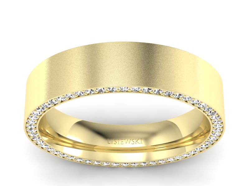 Obrączka z brylantami żółte złoto soczewkowa - P15055zms - 1