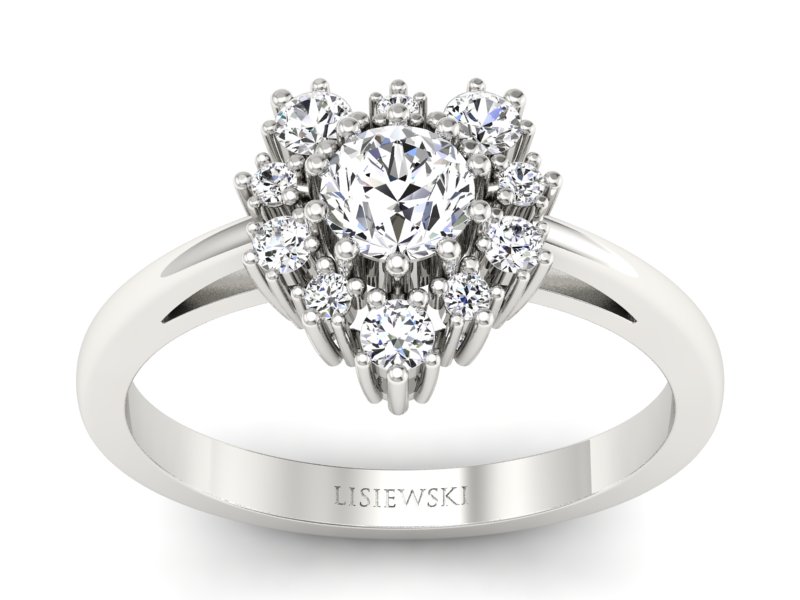 Pierścionek zaręczynowy z brylantem białe złoto - P15056b - 1