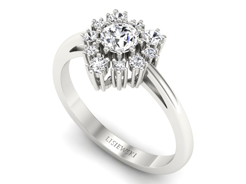 Pierścionek zaręczynowy z brylantem białe złoto - P15056b - 3