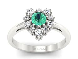 Złoty pierścionek ze szmaragdem i brylantami - P15056bsm