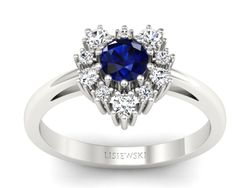 Pierścionek z szafirem i brylantami białe złoto - P15056bsz