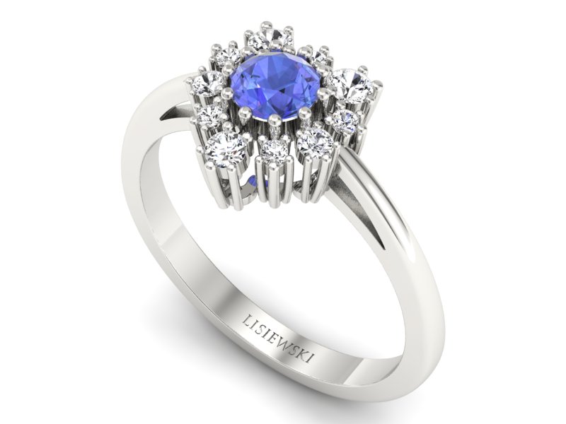 Pierścionek zaręczynowy z tanzanitem i brylantami - P15056BT - 3