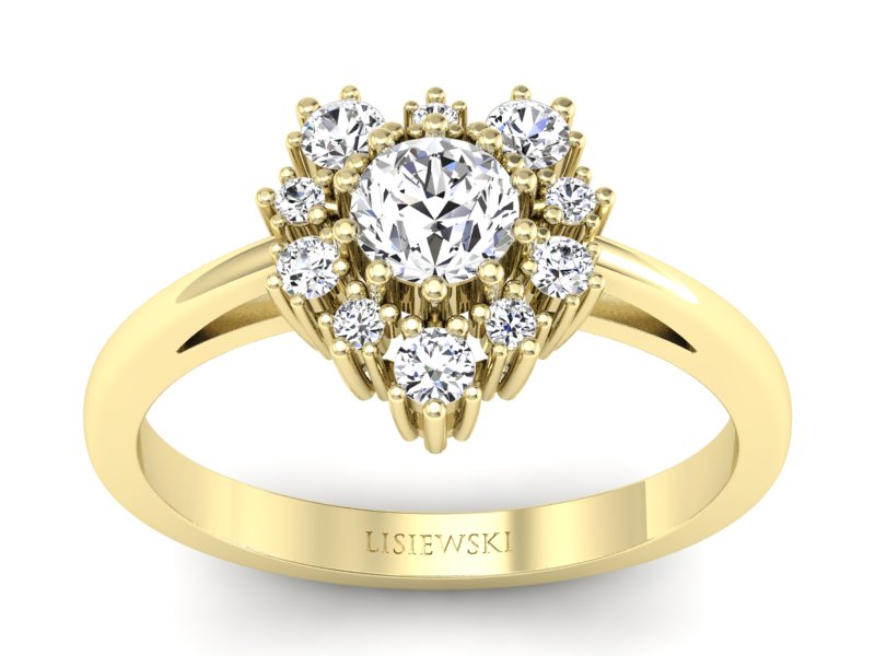 Złoty pierścionek z brylantami żółte złoto - P15056z - 1