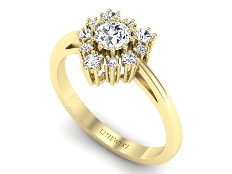 Złoty pierścionek z brylantami żółte złoto - P15056z - 3