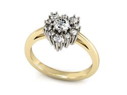 Pierścionek z diamentem żółte i białe złoto 585 - P15056zb