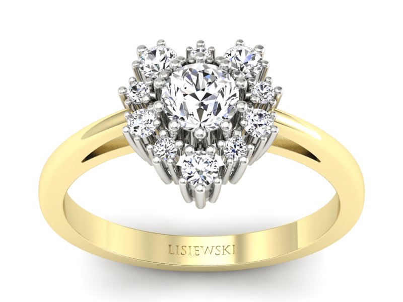 Pierścionek z diamentem żółte i białe złoto - P15056zb - 1
