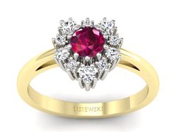 Pierścionek z rubinem i diamentami - P15056zbr