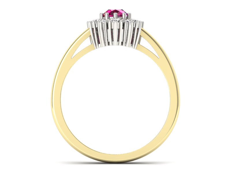 Pierścionek z rubinem i diamentami - P15056zbr - 2