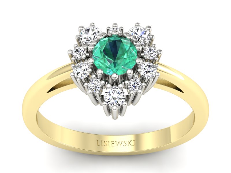 Pierścionek ze szmaragdem i diamentami - P15056zbsm - 1