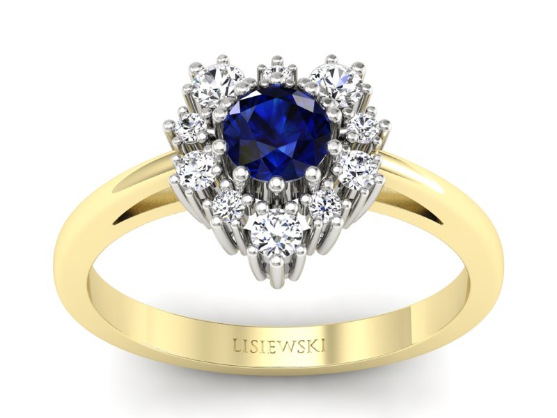 Pierścionek z szafirem z brylantami - P15056zbsz - 1