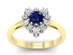 Pierścionek z szafirem z brylantami - P15056zbsz