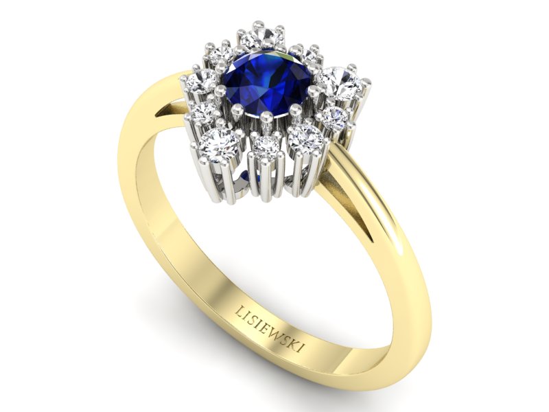 Pierścionek z szafirem z brylantami - P15056zbsz - 3
