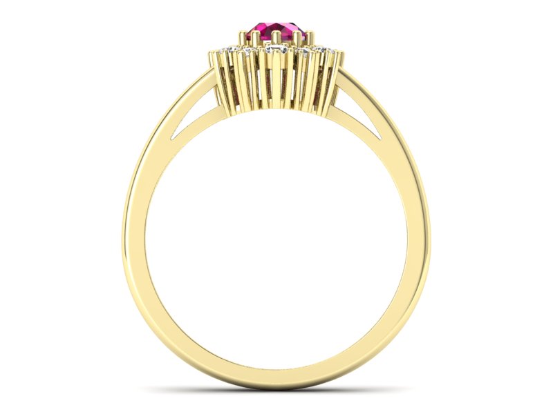 Pierścionek z rubinem i brylantami żółte złoto - P15056zr_ - 2